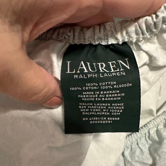 Ralph Lauren Light Blue White Paisley Print Fitted Queen Sheet Cotton - Picture 5 of 5